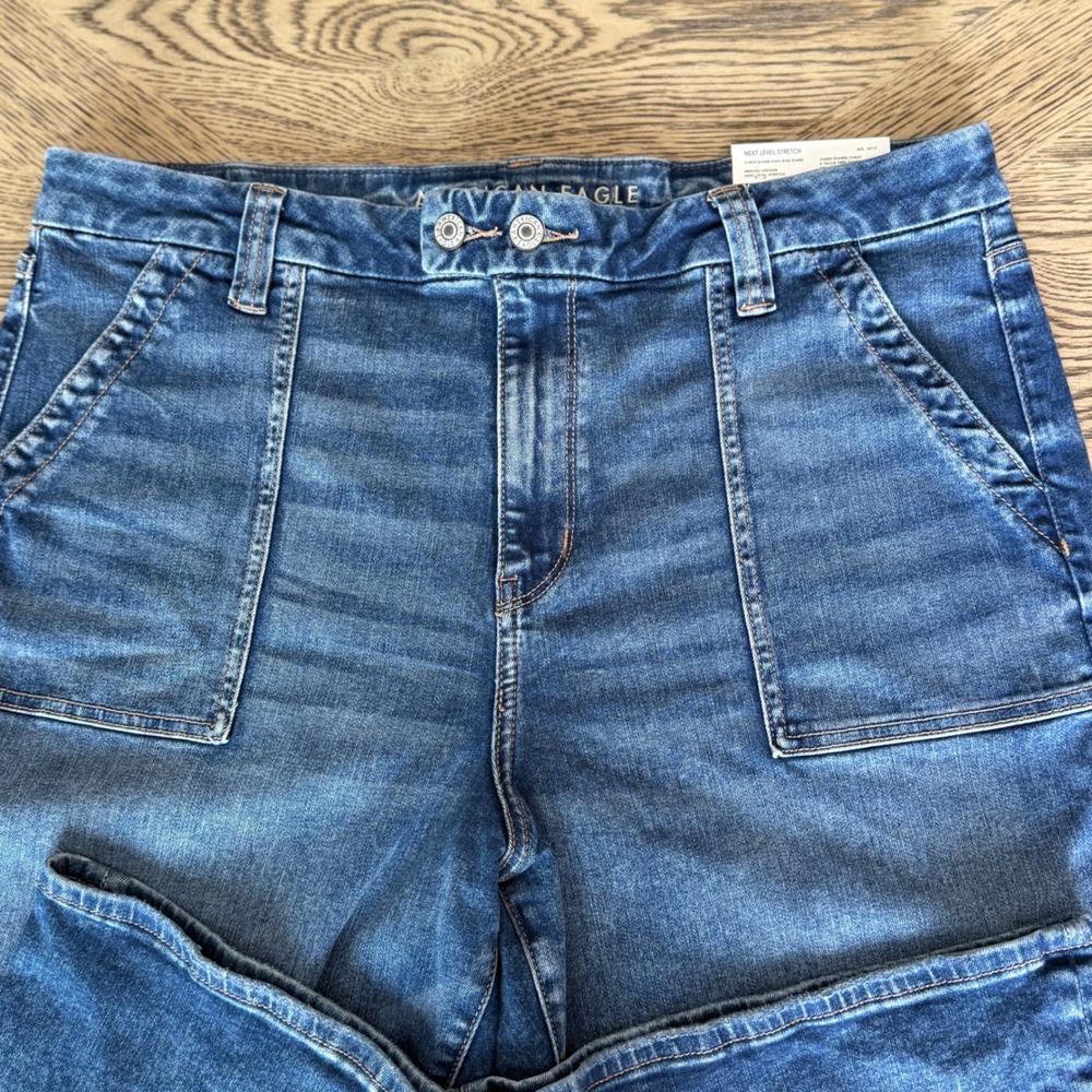 American Eagle Curvy Super High-Rise Flare Jeans Next Level Stretch 20 Long - Picture 2 of 11
